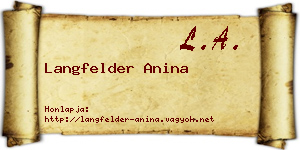 Langfelder Anina névjegykártya